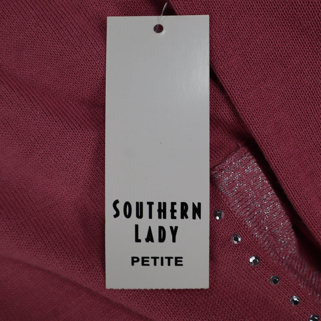 Southern Lady Petite PXL Pink Embellished Hooded Zip Cardigan Sweater NWT - take2supply