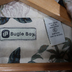 Bugle Boy Button Up Shirt Mens XL Beige New Tropical Floral Rayon Short Sleeve - take2supply