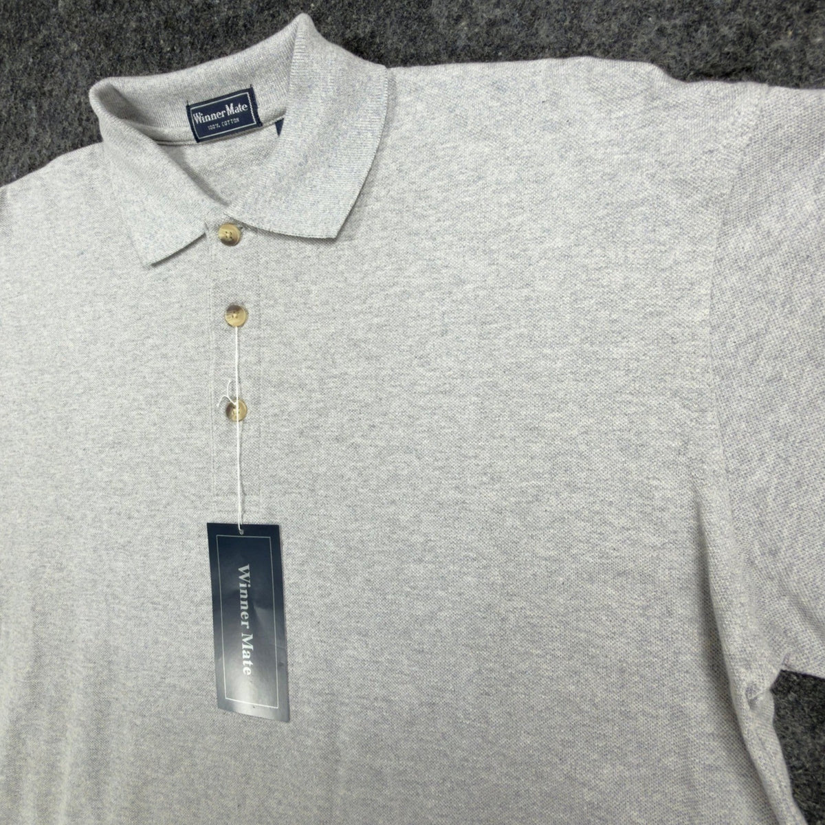 Winner Mate Long Sleeve Polo Shirt Mens Medium Gray Cotton NWT New - take2supply