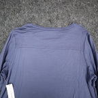 Erin London Top Womens L Blue Viscose Spandex Rhinestone Puff Sleeve NWT - take2supply