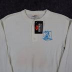 Buffalo Inc Henley Shirt Large Ski Graphic Cream Long Sleeve Cotton Blend USA NW - take2supply