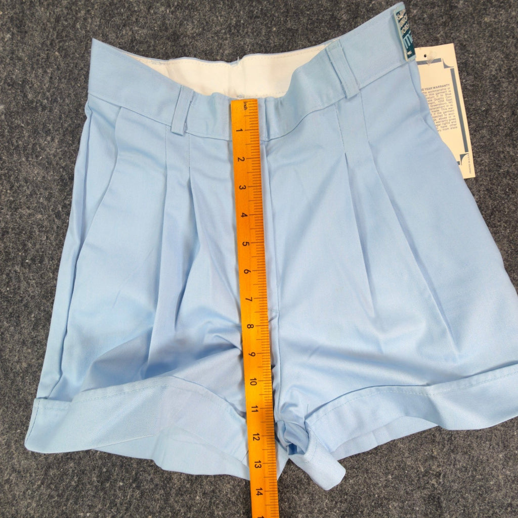 Maverick Shorts Womens 3 Sky Blue Poly Cotton High Waist Vintage 80s USA - take2supply