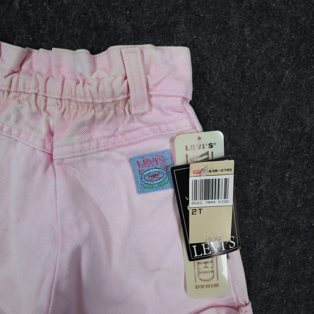 Levi's Denim Shorts Toddler 2T Vintage 90s Pink Cotton Pleated 900 Series USA - take2supply