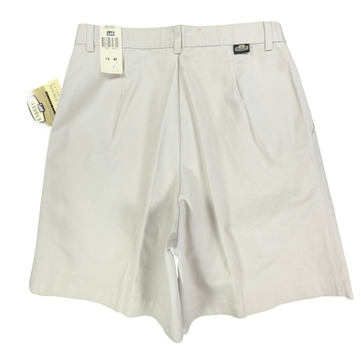 Lee Vintage 90s Pleated Shorts Womens 14 M Beige Cotton Twill NWT Deadstock - take2supply