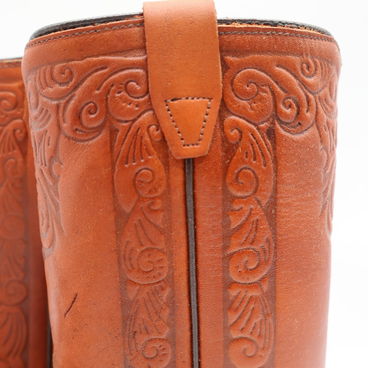 Acme Vintage Western Boots Kids 4.5D Tan Leather Square Toe Cowboy 2418 USA Made - take2supply