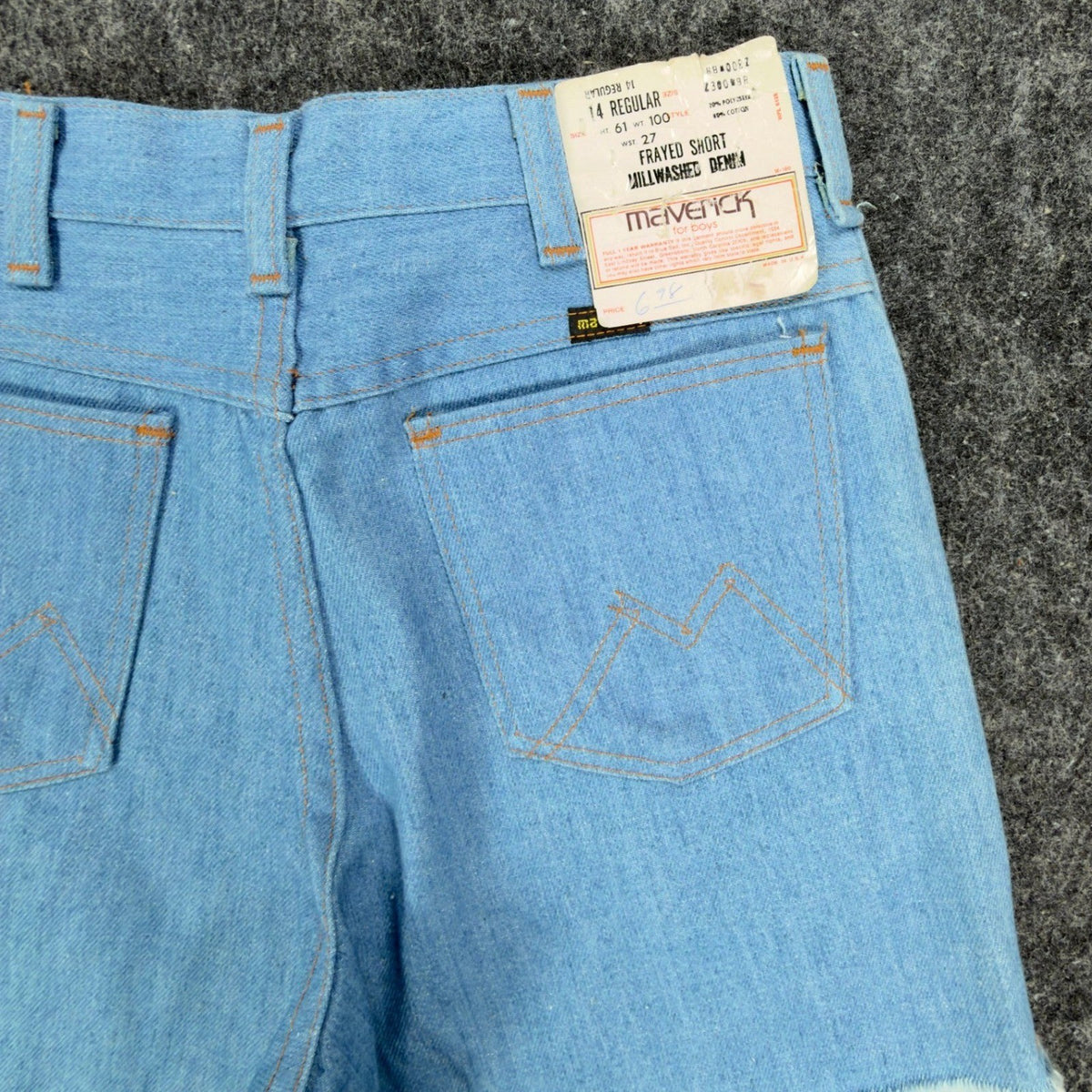 Maverick Vintage 70s Frayed Denim Shorts Boys 14 Regular Light Blue NWT USA - take2supply