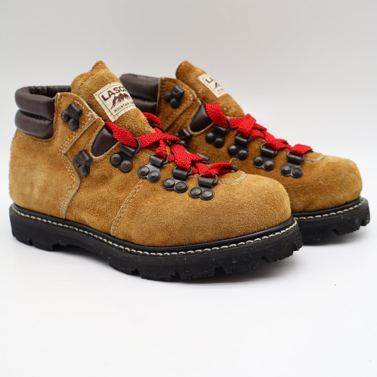 Lasco Mountain Climber Boots Size 4.5 Vintage Tan Suede Red Laces Deadstock - take2supply