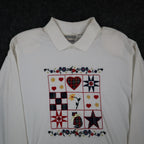 Donnkenny Classics Polo Shirt Womens M Vintage 90s White Embroidered Cat NWT - take2supply