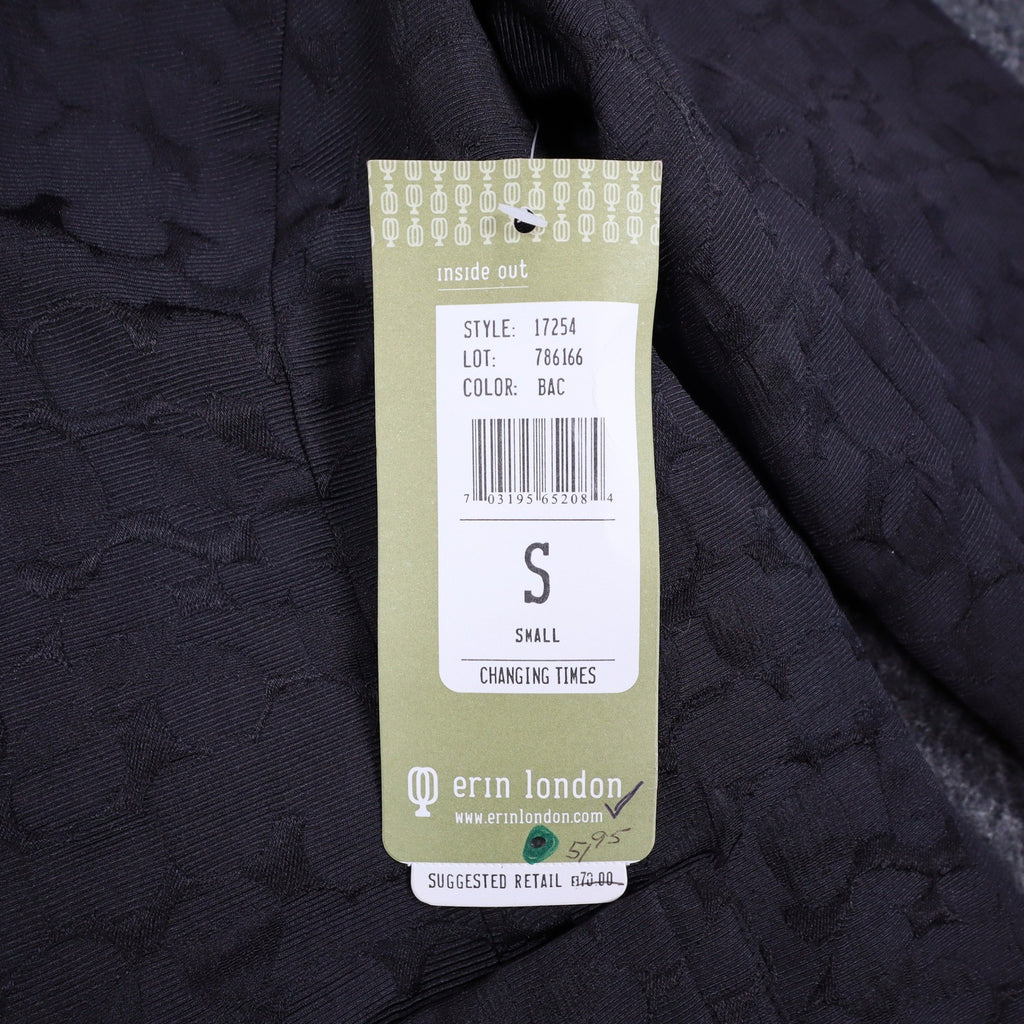 Erin London Blazer Women Size S Black Textured Jacquard Open Front Jacket New - take2supply