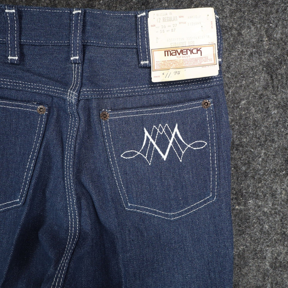 Maverick Straight Leg Jeans Boys 12 Regular Vintage 70s Blue Deadstock USA NWT - take2supply