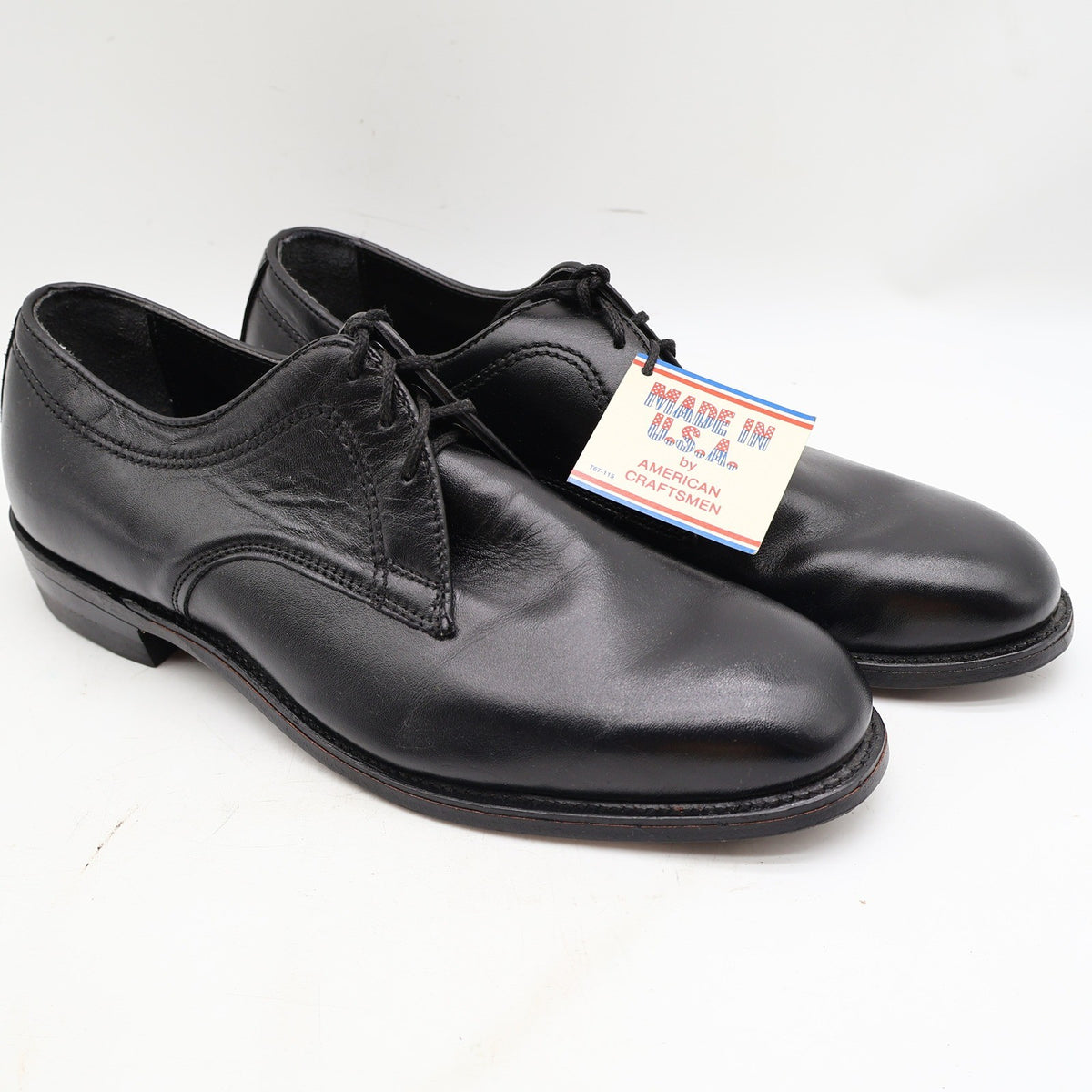 Barclay Oxford Dress Shoes Mens 10 D Vintage Black Leather Made in USA 90029 - take2supply