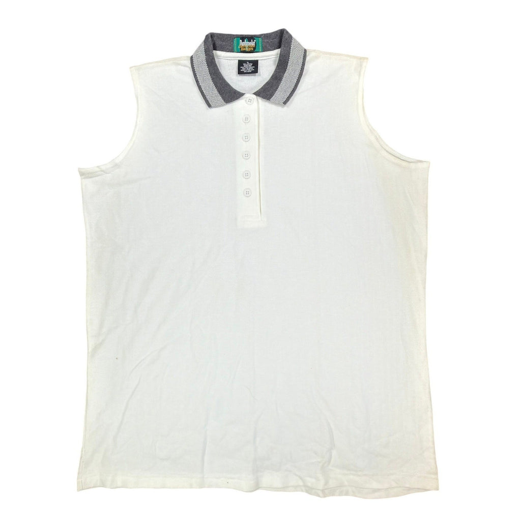 Dunbrooke 90s Vintage Sleeveless Polo Shirt Womens XL White Cotton New - take2supply