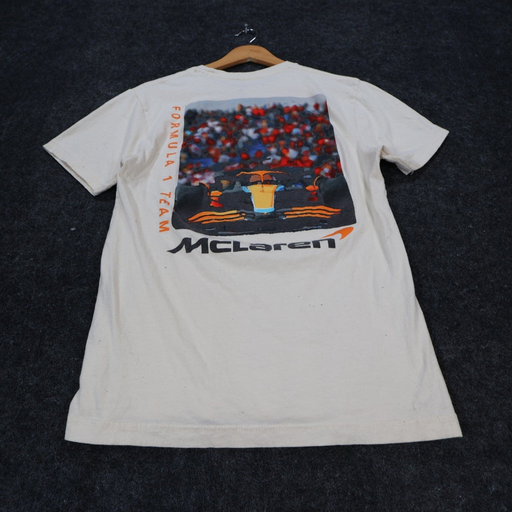 McLaren T Shirt Mens Small White Excellent Formula 1 Racing Graphic Tee - take2supply