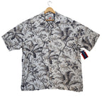Bugle Boy Classics Button Up Shirt Mens XL Beige New Silk Rayon Tropical Floral - take2supply