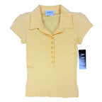 A. Byer Y2K Polo Shirt Womens Small Yellow Cotton Deadstock NWT Made in USA - take2supply