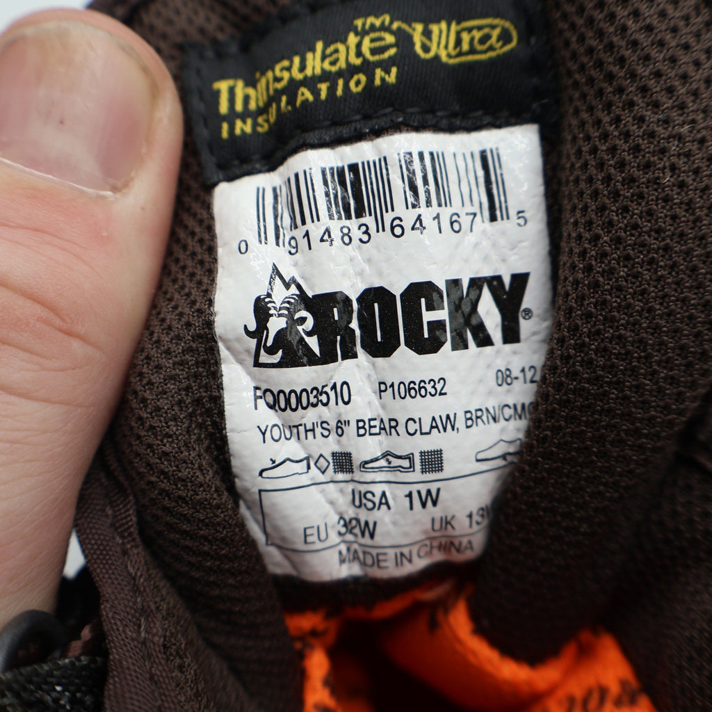 Rocky BearClaw Hunting Boots Youth 1W Camo Waterproof 800g Thinsulate FQ0003510 - take2supply