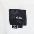 Takara Trench Coat Womens L White Belted Double Breasted Smocked NOS NWT - take2supply
