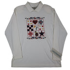 Donnkenny Classics Polo Shirt Womens M Vintage 90s White Embroidered Cat NWT - take2supply