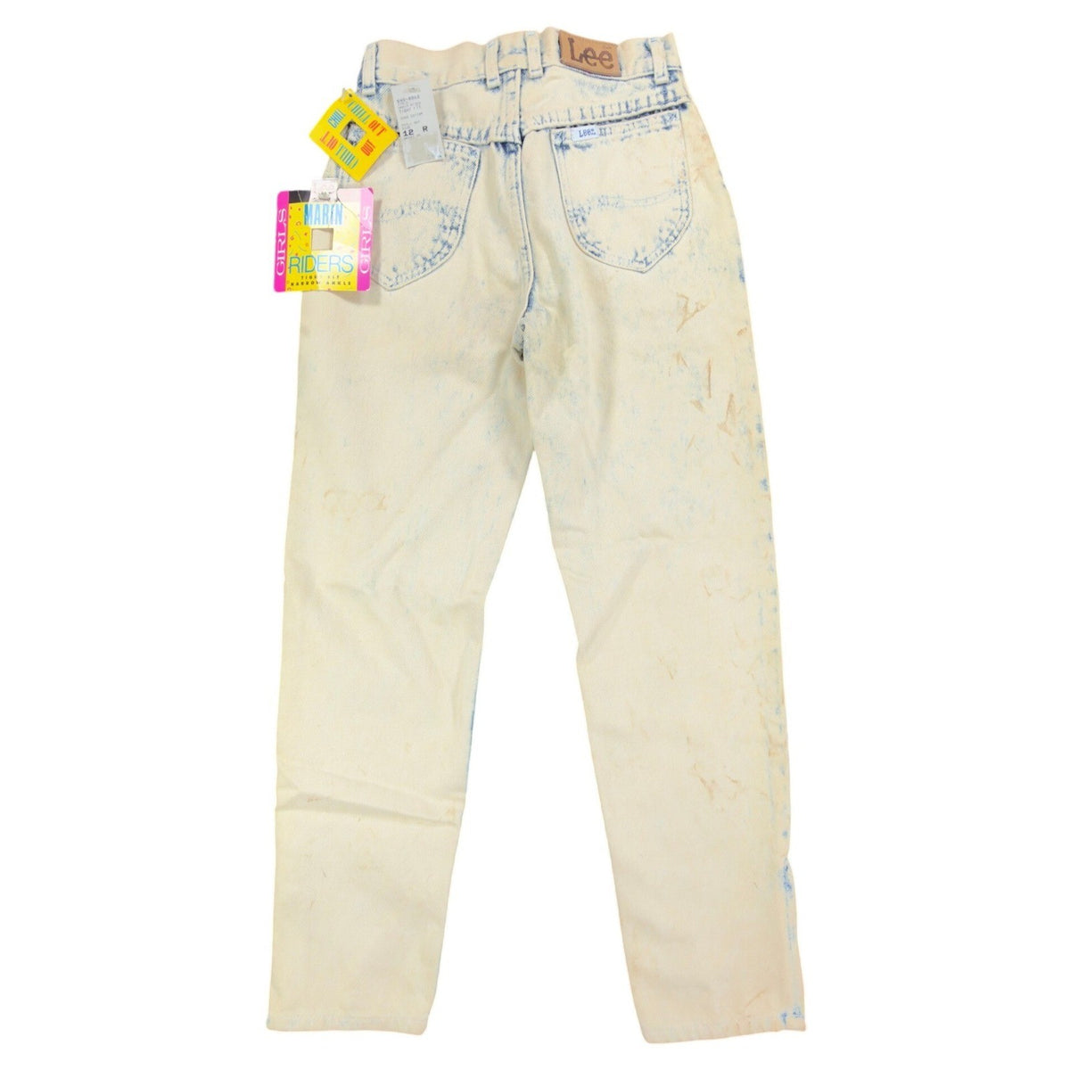 Lee 80s Vintage Marin Riders Jeans Girls 12 Acid Wash Yellow NWT C508 - take2supply