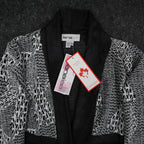Lana Lee Cardigan Jacket Womens Medium Black White Geometric Open Front NWT - take2supply
