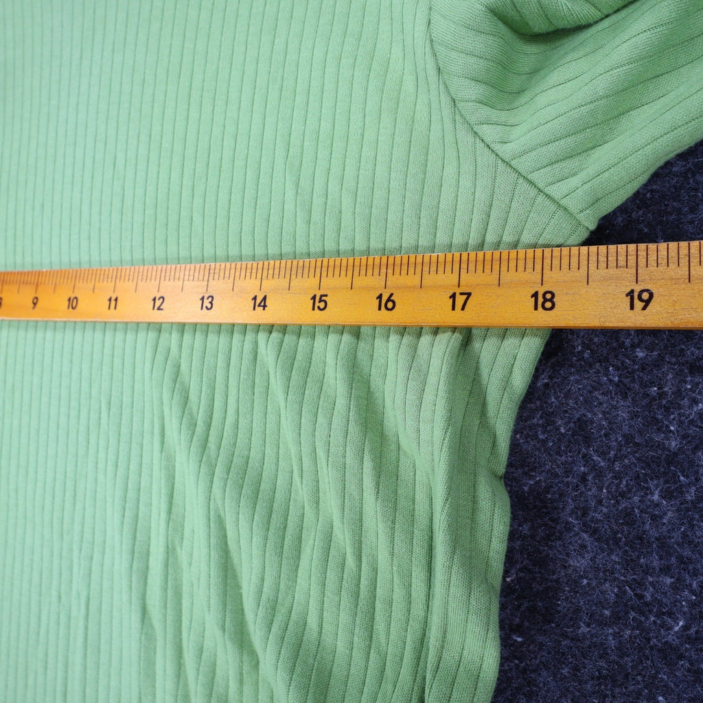 Nikki Mock Neck Top Small Y2K Granny Smith Green Ribbed Long Sleeve 44U5 NEW - take2supply