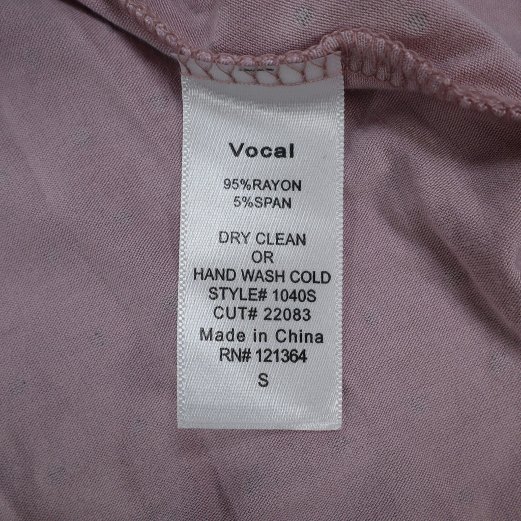 Vocal Rhinestone Stud Tunic Top Womens Small Mauve Pink High Low Layered V-Neck - take2supply