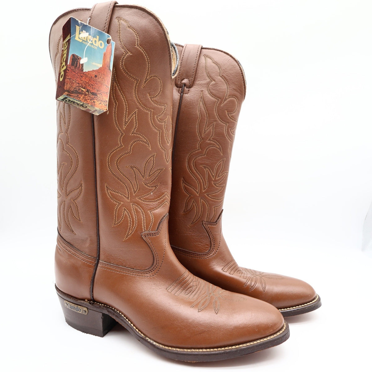 Laredo Vintage 90s Western Boots Mens 8 D Tan Brown Leather Cowboy 2786 NIB - take2supply