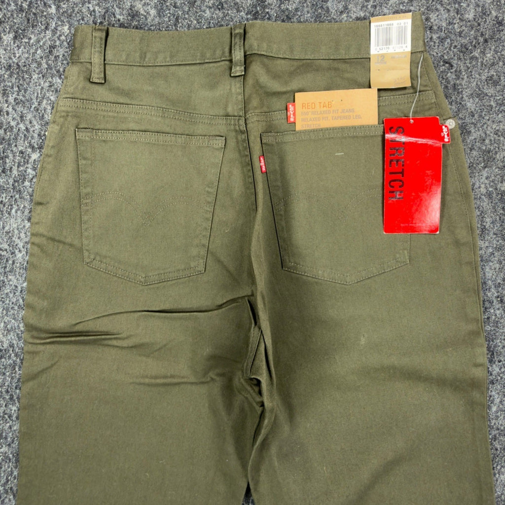 Levi's Y2K 550 Relaxed Tapered Jeans Womens 12 Olive Green NWT Stretch Deadstock - take2supply