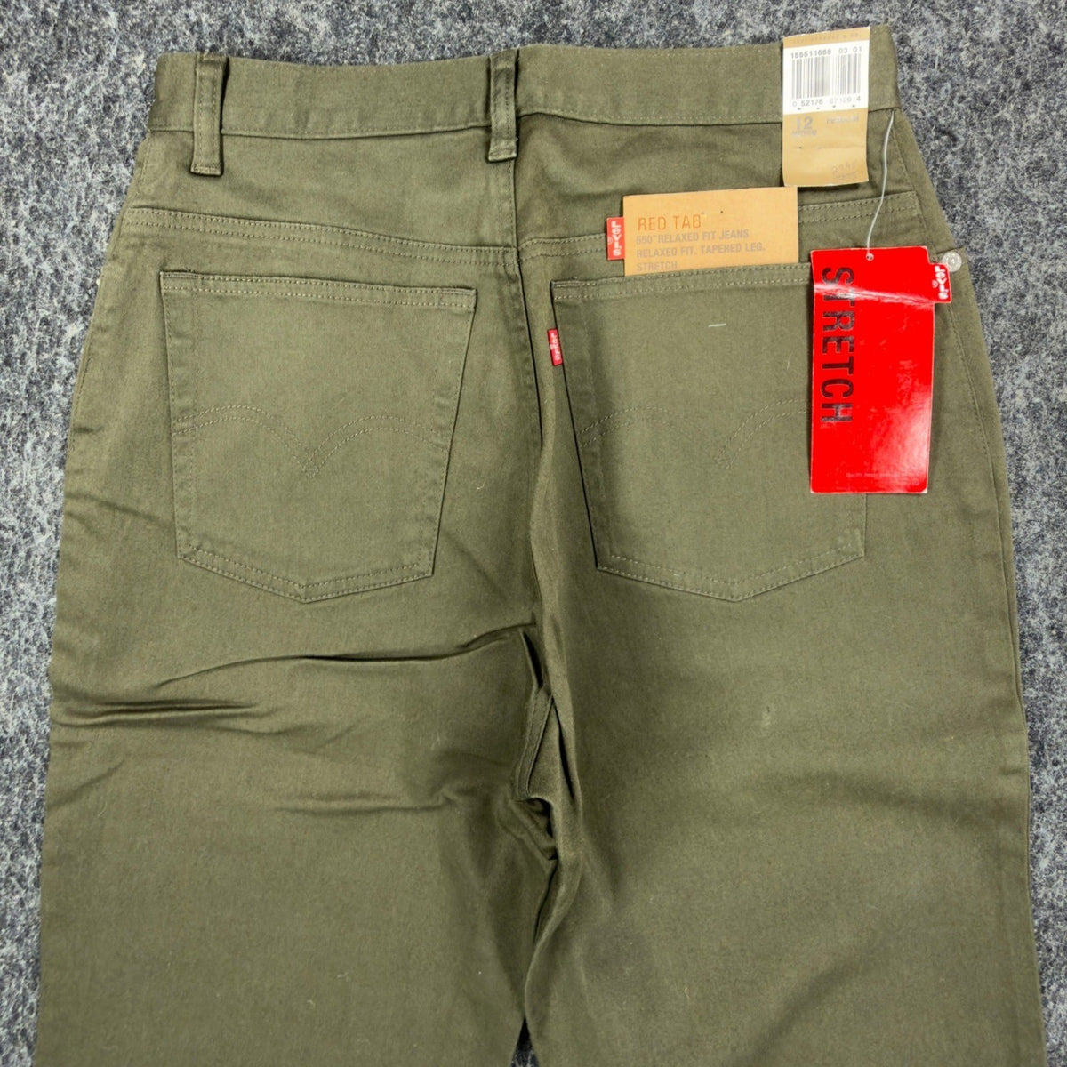 Levi's Y2K 550 Relaxed Tapered Jeans Womens 12 Olive Green NWT Stretch Deadstock - take2supply