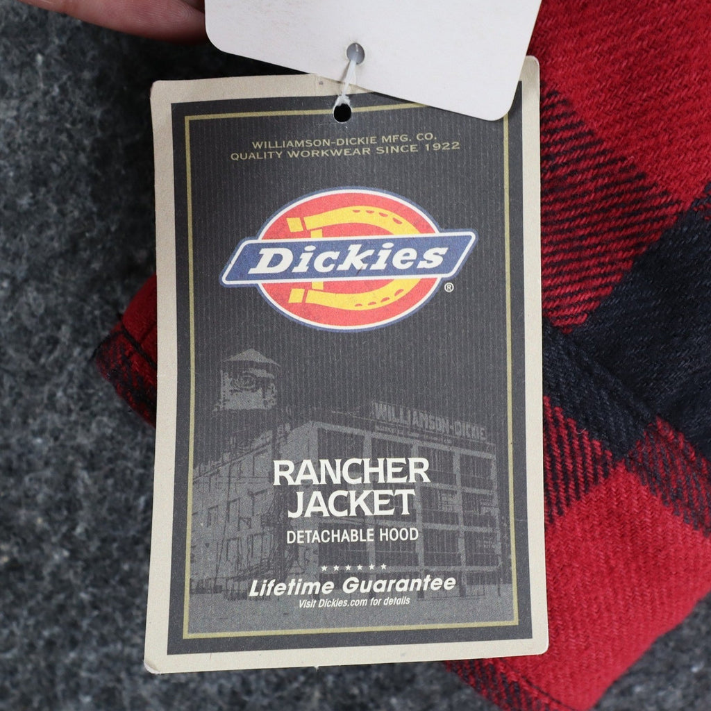 Dickies Rancher Jacket Mens Medium Red Black Buffalo Plaid Detachable Hood NWT - take2supply