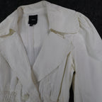 Takara Trench Coat Womens M White Belted Double Breasted Smocked NOS NWT - take2supply