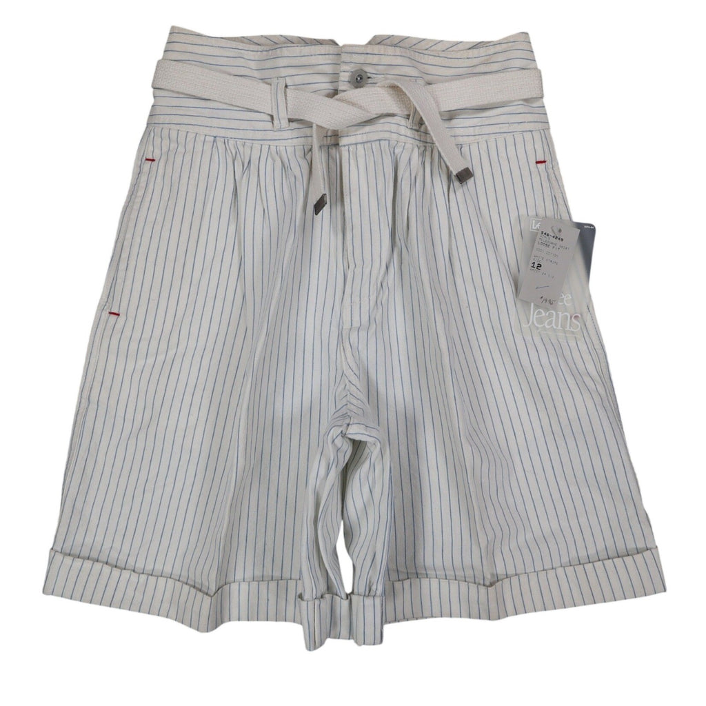 Lee Melbourne Skort Girls 12 Vintage 90s White Blue Stripe Cotton Loose Fit NWT - take2supply