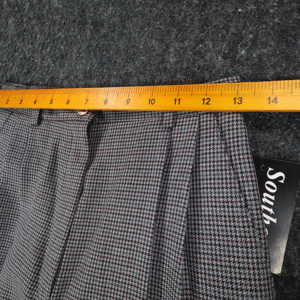 Southern Lady Plaid Dress Pants Womens 8 Vintage Grey Burgundy Pleated Trousers - take2supply