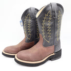 Old West 1606 Western Cowboy Boots Kids Size 1.5 Brown Black Leather NWT - take2supply