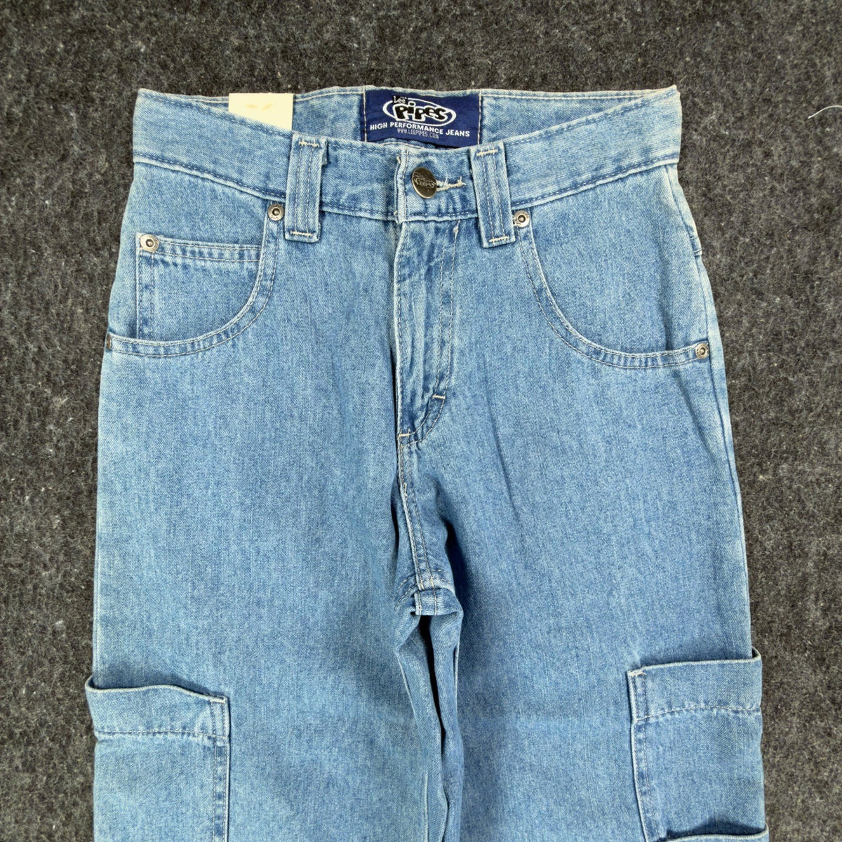 Lee Pipes Y2K Extreme Super Wide Leg Jeans Boys XS Blue Denim NWT Vintage Skater - take2supply