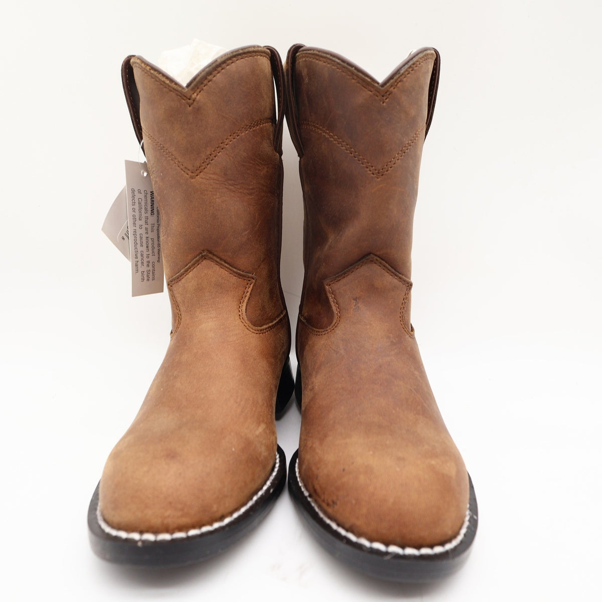 Justin 3410C Kids Western Boots 11D Brown Leather NWT Deadstock Cowboy - take2supply