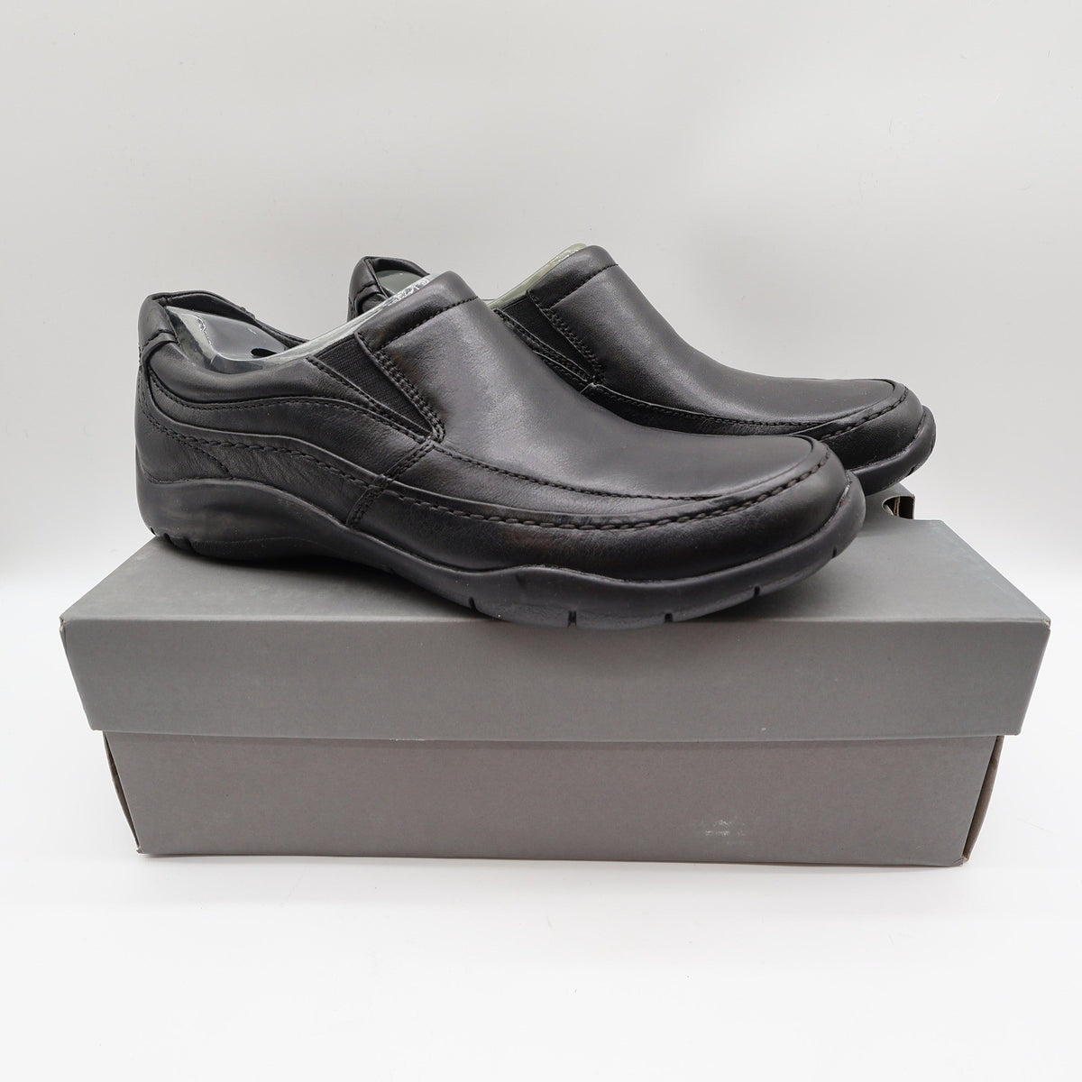 Hush Puppies Zone Slip On Loafers Mens 10 M Black Leather Comfort Shoes H100050 - take2supply