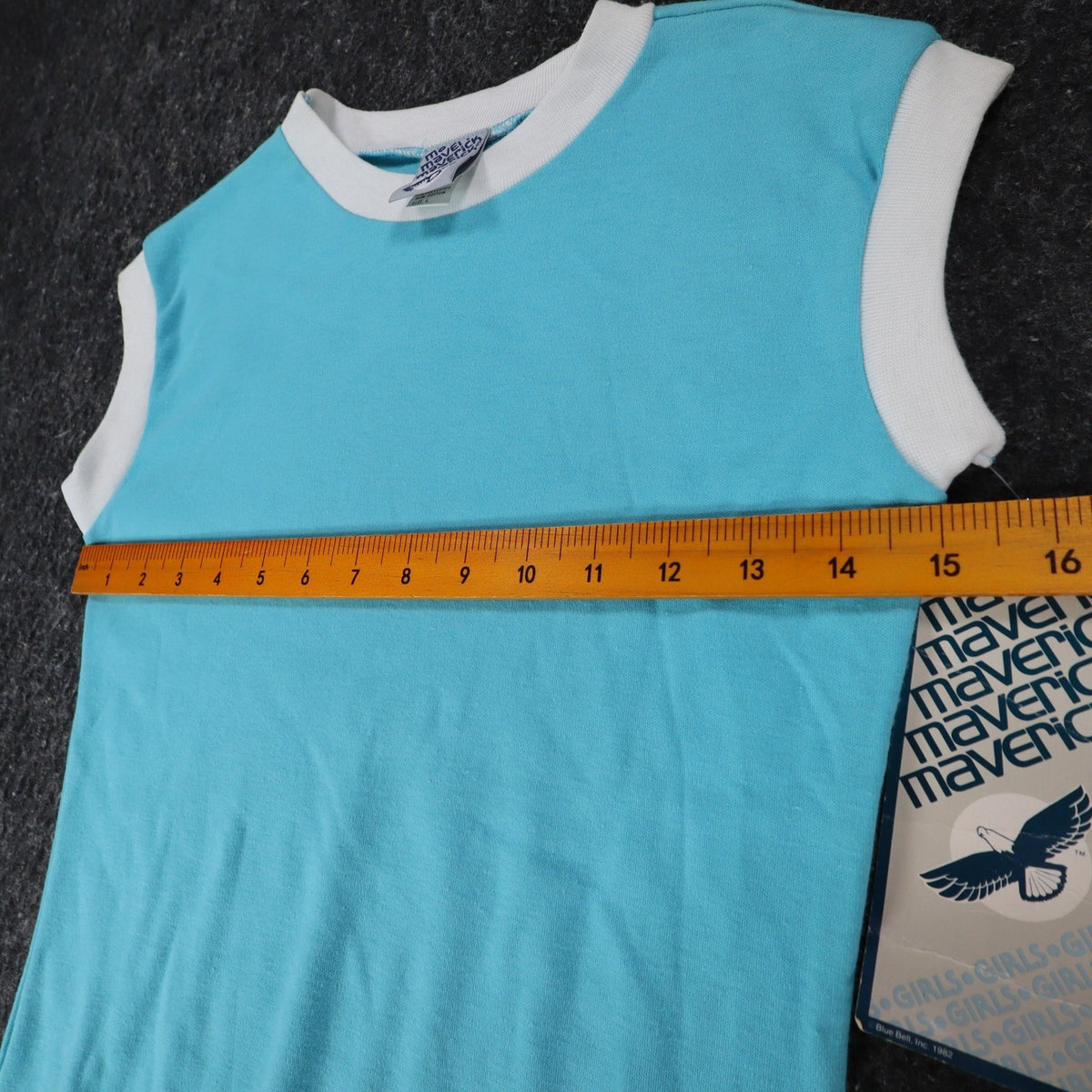 Maverick Vintage 80s Girls Large Aqua Blue Ringer Sleeveless T-Shirt NWT 1982 - take2supply
