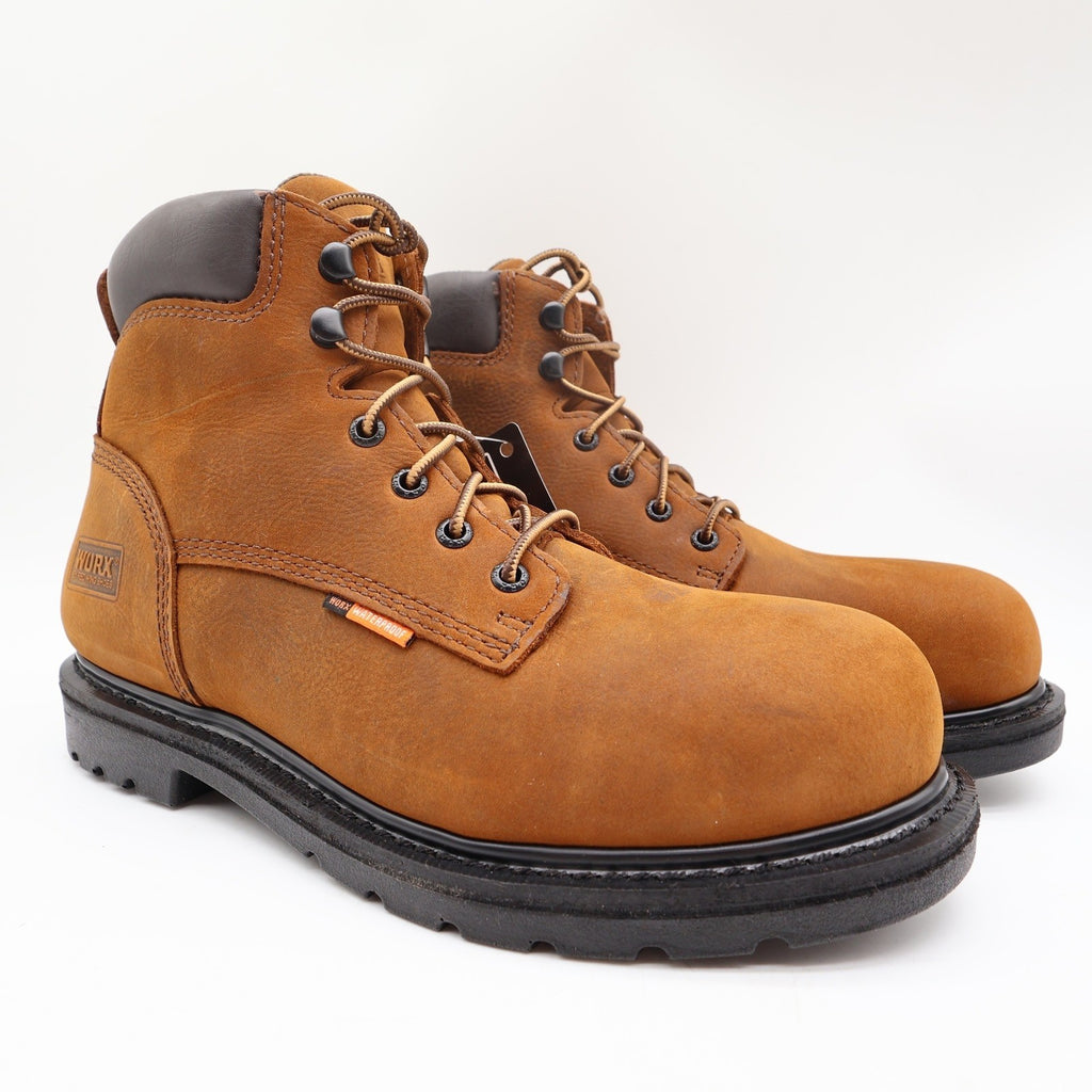 Worx 5606 Steel Toe Work Boots Mens 8.5 Brown Leather Waterproof NWT - take2supply