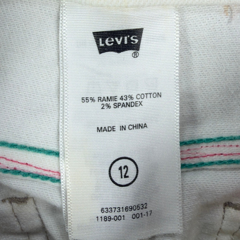 Levi's Y2K Bermuda Shorts Girls 12 White Denim NWT 2006 Retro Heart Pocket - take2supply