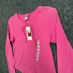 Tommy Hilfiger Y2K Lace Up Top Girls Large Pink Cotton NWT Vintage 2000s - take2supply