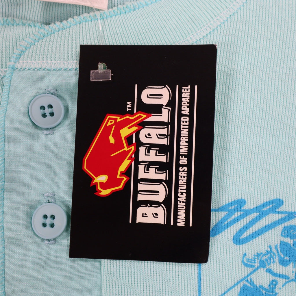 Buffalo Henley Shirt Mens Large Vintage Deadstock USA Made Aqua Blue Skier C1259 - take2supply
