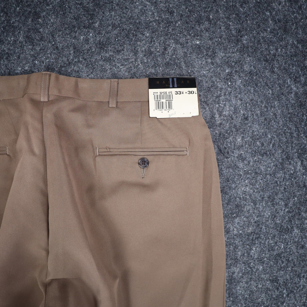 Haggar Black Label Pants Mens 33x30 Vintage 90s Khaki Micromattique Pleated NWT - take2supply