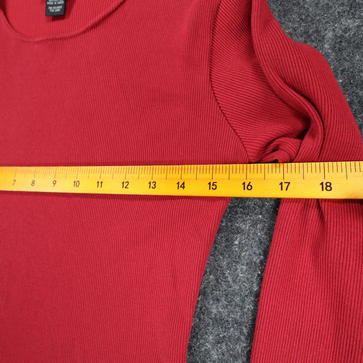 Limited Top Womens Small Vintage 90s Red Ribbed Long Sleeve Crew Neck Shirt - take2supply