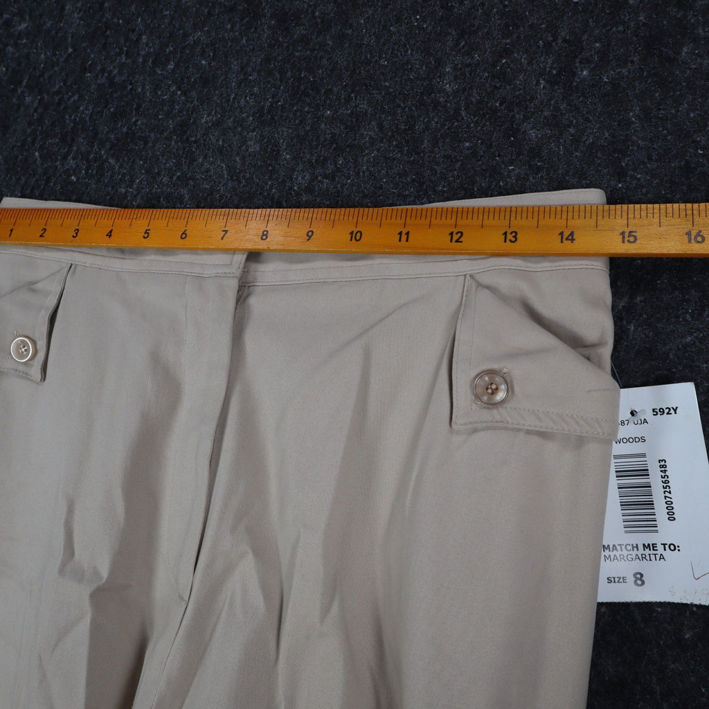 N Touch Dress Pants Womens 8 Khaki Beige Stretch Cotton Straight Leg New NWT - take2supply