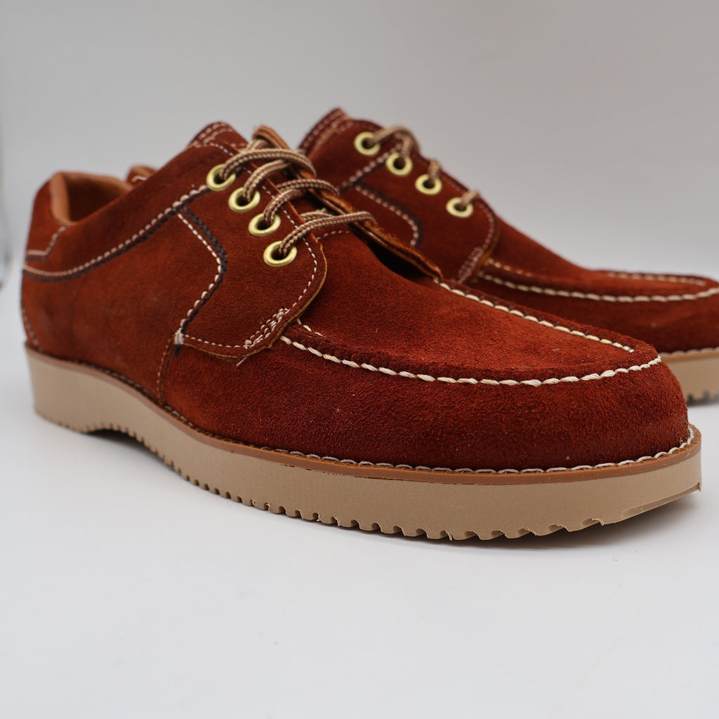 James Pepper Oxford Shoes Mens 5.5 D Vintage Rust Brown Suede Moc Toe - take2supply