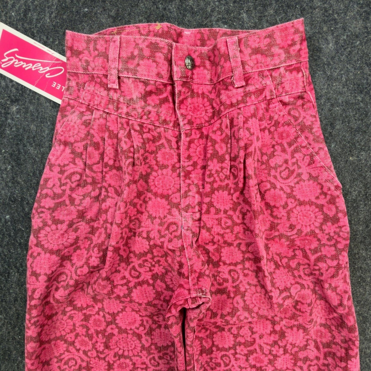 Lee Vintage 80s Floral Casuals Pants Girls 14 Slim Pink USA Made NOS NWT - take2supply