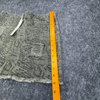She + Sky Snake Print Mini Skirt Womens Medium Green Cotton Distressed NWT - take2supply
