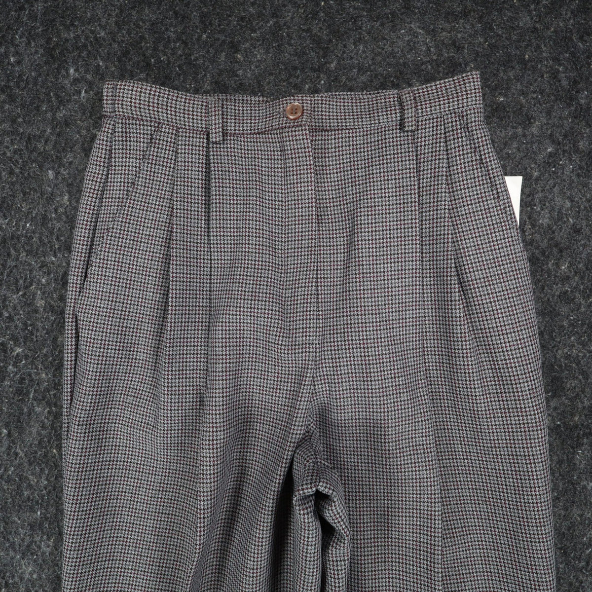 Southern Lady Plaid Dress Pants Womens 8 Vintage Grey Burgundy Pleated Trousers - take2supply