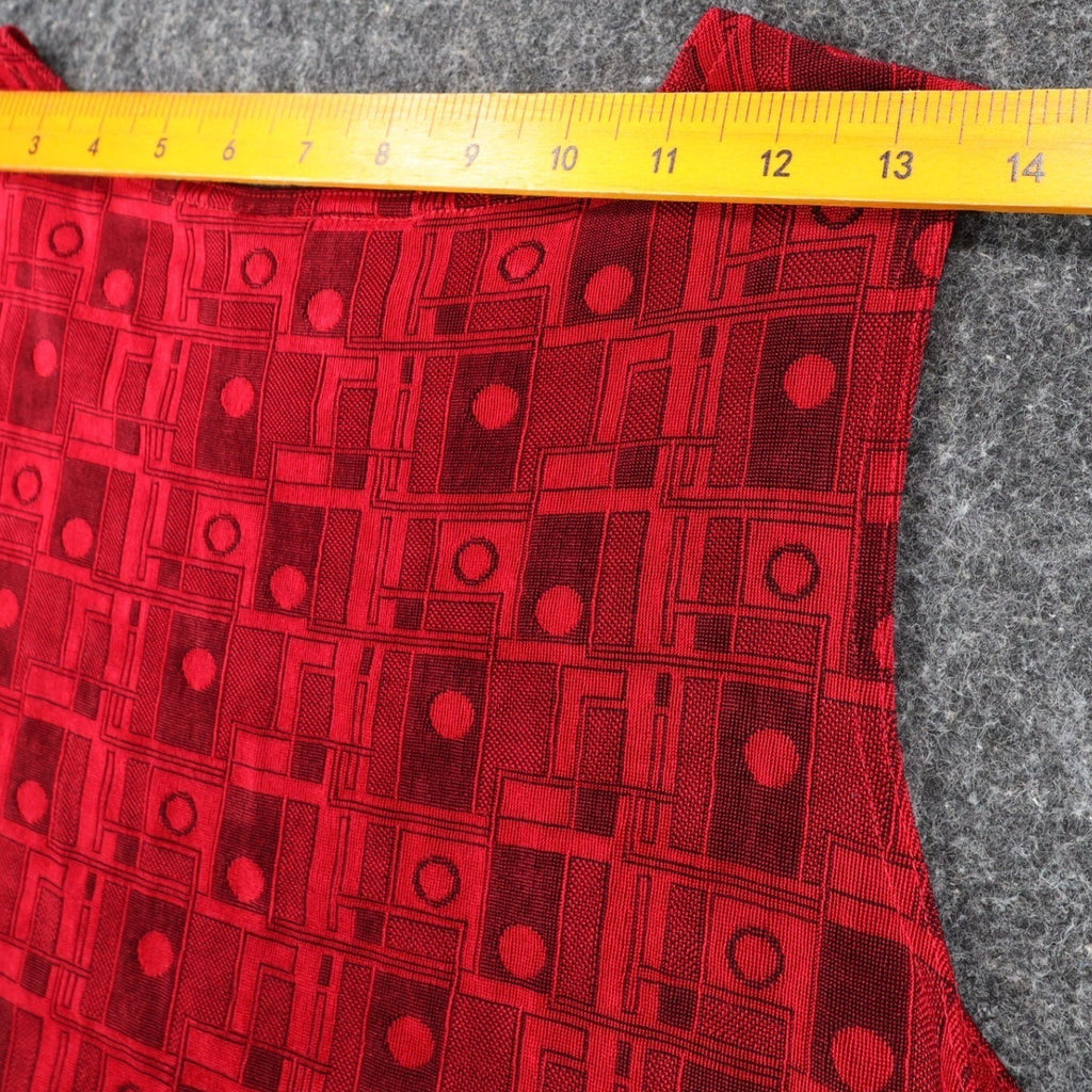 N Touch Tank Top Womens Size M Red Black Geometric Sleeveless Textured Knit NWT - take2supply